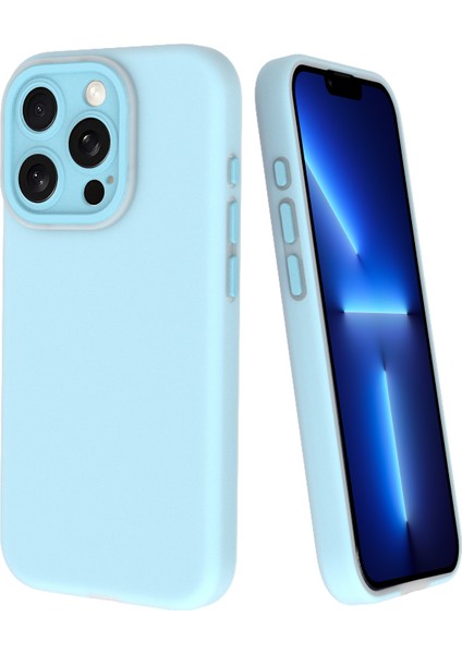 iPhone 13 Pro Için Sıvı Silikon Kılıf Dopamin Tasarım Lensli Koruyucu Telefon Kılıfı Film-Mavi (Yurt Dışından)