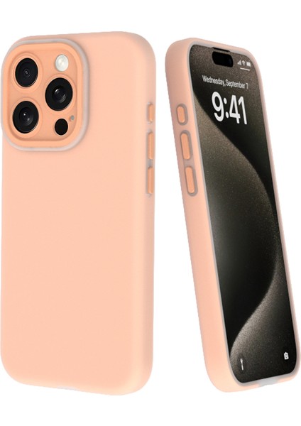 iPhone 14 Pro Max Için Temperli Cam Lensli Film-Turuncu Kapaklı Sıvı Silikon Telefon Kabuğu (Yurt Dışından)
