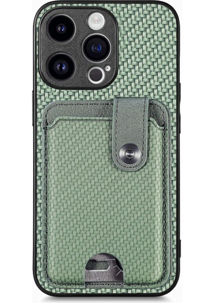 iPhone 15 Pro Max Için Kart Yuvaları Karbon Fiber Dokulu Telefon Kapağı, Kart Bıçağı Aracı-Yeşil (Yurt Dışından) fırsatları