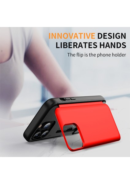 iPhone 14 Pro Max Için Kart Tutucu Kılıf Flip Kickstand Tpu+Pc Koruyucu Telefon Kapağı-Kırmızı (Yurt Dışından) modelleri