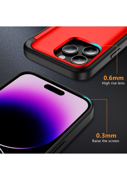 iPhone 14 Pro Max Için Kart Tutucu Kılıf Flip Kickstand Tpu+Pc Koruyucu Telefon Kapağı-Kırmızı (Yurt Dışından) indirimleri