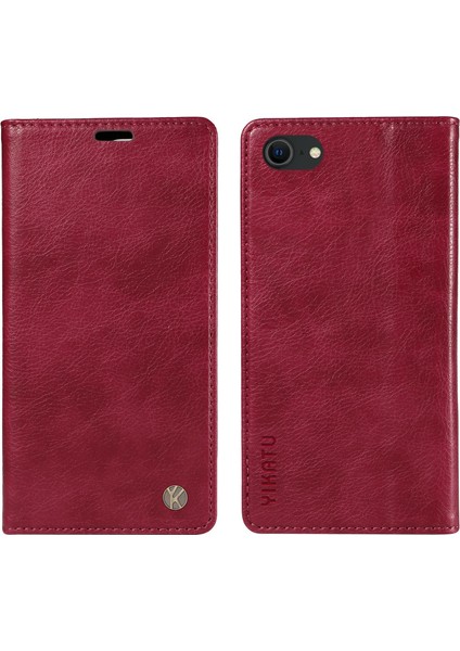 iPhone 7/8 Için Litchi Dokulu Deri Telefon Kılıfı-Şarap Kırmızısı (Yurt Dışından)