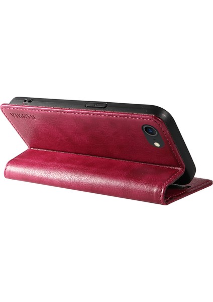 iPhone 7/8 Için Litchi Dokulu Deri Telefon Kılıfı-Şarap Kırmızısı (Yurt Dışından) fırsatları