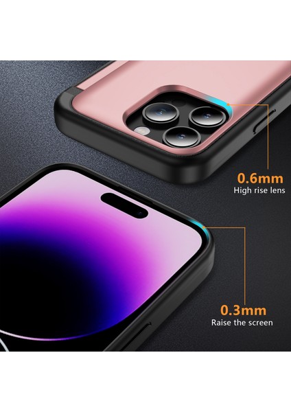 iPhone 14 Pro Için Kılıf Kart Yuvası Flip Kickstand Arka Telefon Kapağı-Pembe (Yurt Dışından)