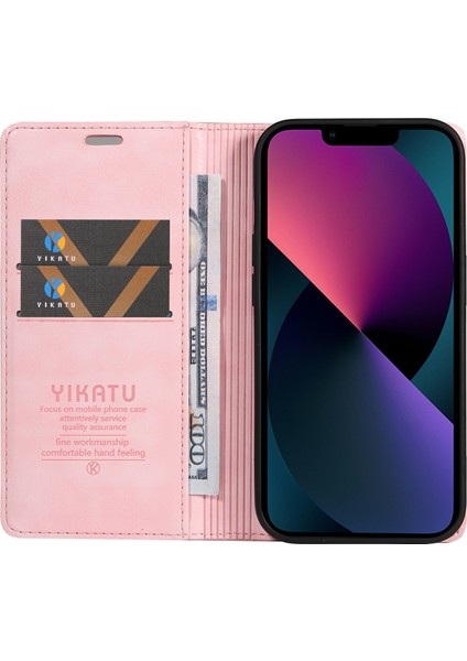 iPhone 13 Cüzdan Kılıfı Çizilmez Deri Telefon Kılıfı-Pembe (Yurt Dışından) fiyatları