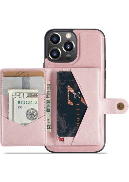 Jeehood iPhone 14 Pro Max Kılıf 2'si 1 Arada Deri+Tpu Telefon Kapağı Çıkarılabilir Kart Tutucu-Pembe (Yurt Dışından)