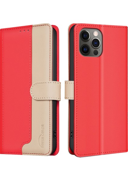 Bınfen Renk iPhone 15 Pro Max Için Deri Kılıf Rfıd Engelleme Cüzdan-Kırmızı (Yurt Dışından)
