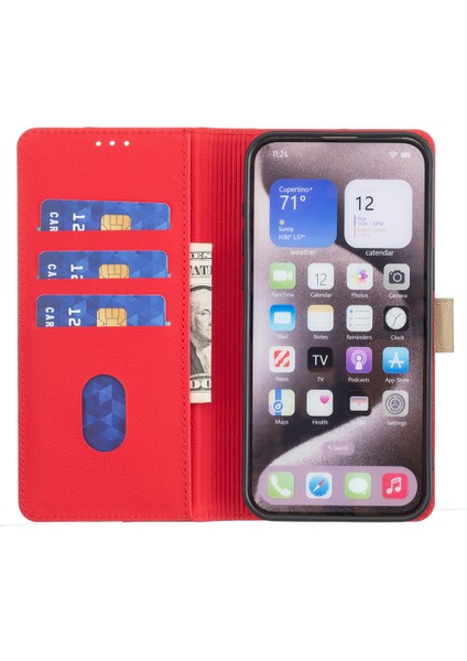 Bınfen Renk iPhone 15 Pro Max Için Deri Kılıf Rfıd Engelleme Cüzdan-Kırmızı (Yurt Dışından) indirimleri