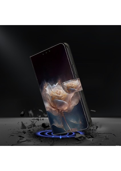 iPhone 13 Için 6.1 Inç Kılıf Desenli Baskılı Deri Darbeye Dayanıklı Telefon Standı Kapağı-Şakayık (Yurt Dışından) fırsatları