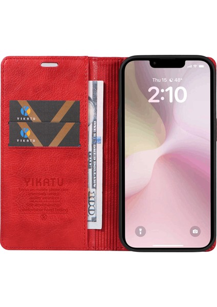 iPhone SE(2024) Kılıf Cüzdan Deri Litchi Doku Manyetik Emme Telefon Kapağı-Kırmızı (Yurt Dışından) fiyatları