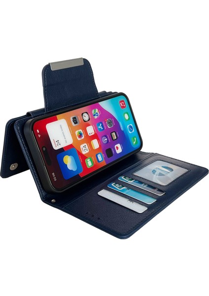 iPhone 14 Pro Için Cüzdan Kılıfı Düşmeyi Önleyici Çıkarılabilir Deri Telefon Kapağı-Safir (Yurt Dışından) indirimleri