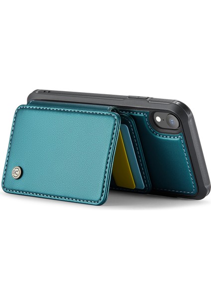 Jeehood iPhone Xr Kılıf Kickstand Tpu Manyetik Telefon Kapağı Çıkarılabilir Kart Çantası-Cyan (Yurt Dışından)