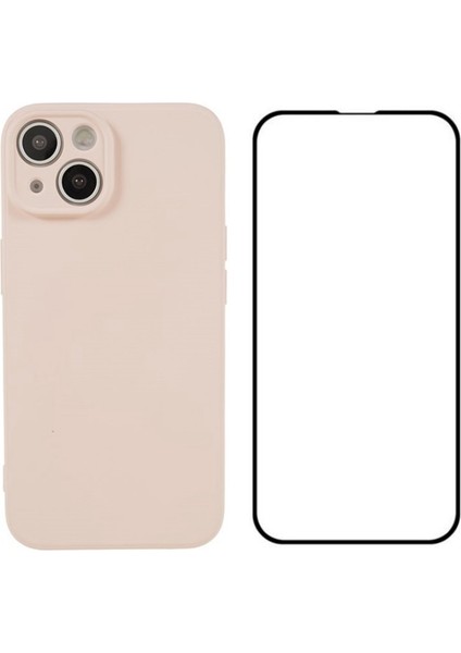 Wanlonfeng Rb2 Serisi iPhone 14 Kılıfı Hassas Kesme Lens Deliği Tpu Telefon Kapağı Ekran Filmi-Pembe (Yurt Dışından)