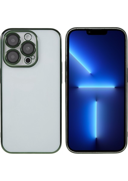 X-Level Tpu + Pc Kılıf iPhone 13 Pro Galvanik Kapak Kamera Lens Filmi Entegre Telefon Kılıfı-Yeşil (Yurt Dışından)