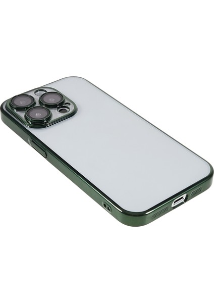 X-Level Tpu + Pc Kılıf iPhone 13 Pro Galvanik Kapak Kamera Lens Filmi Entegre Telefon Kılıfı-Yeşil (Yurt Dışından)