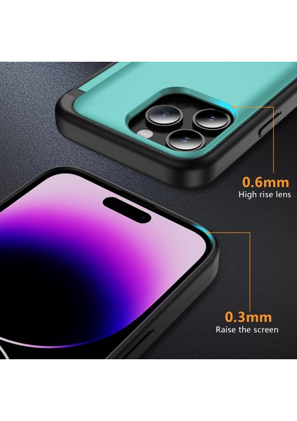 iPhone 14 Pro Max Için Kart Tutucu Kılıf Flip Kickstand Tpu+Pc Koruyucu Telefon Kapağı-Cyan (Yurt Dışından)