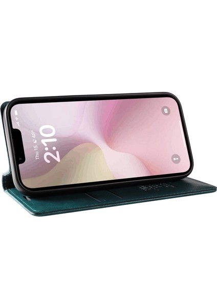 iPhone SE(2024) Için Kılıf Cüzdan Deri Litchi Doku Manyetik Emme Telefon Kapağı-Mavi (Yurt Dışından)