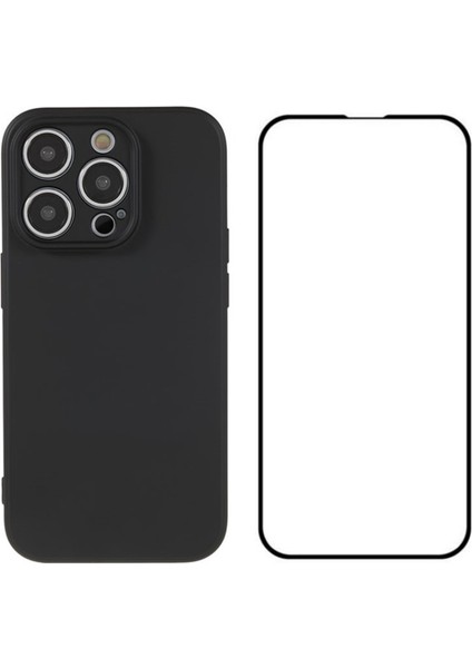Wanlonfeng Rb2 Serisi iPhone 15 Pro Max Darbeye Dayanıklı Kılıf Tpu Telefon Kapağı Ekran Filmi-Siyah (Yurt Dışından)