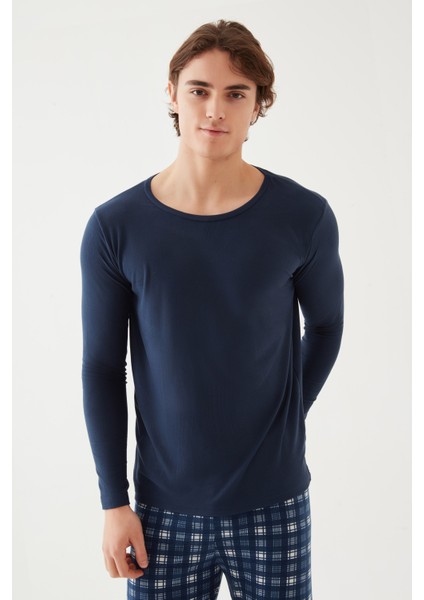 Erkek Soft Touch Uzun Kollu Alt Ekose Desenli Pijama Takımı