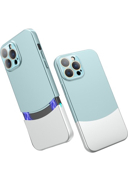 iPhone 15 Pro Için Telefon Kılıfı Renkleri Birleştirme Çıkarılabilir 2'si 1 Arada Pc Telefon Kapağı, Cam Lensli Film-Gök Mavisi (Yurt Dışından)