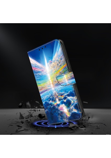 iPhone 13 Pro Max Için 6.7 Inç Cüzdan Kılıf Desenli Pu Deri Kapak Standlı Telefon Kapağı-Renkli Gökyüzü (Yurt Dışından) fırsatları