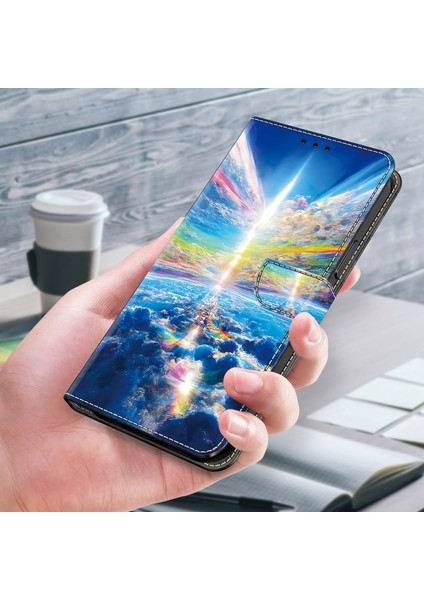 iPhone 13 Pro Max Için 6.7 Inç Cüzdan Kılıf Desenli Pu Deri Kapak Standlı Telefon Kapağı-Renkli Gökyüzü (Yurt Dışından) indirimleri