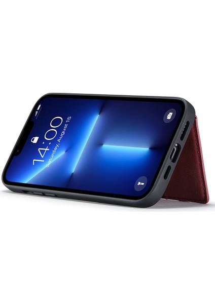 Jeehood iPhone 13 Pro Kılıf Deri + Tpu Telefon Kapak Kart Sahibinin Çıkarılabilir Manyetik Arka-Kırmızı (Yurt Dışından)