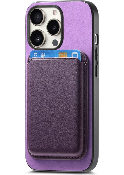 iPhone 15 Pro Için Manyetik Telefon Kılıfı Kart Çantası Pu Deri Kaplamalı Tpu Telefon Kapağı-Mor (Yurt Dışından) fiyatları