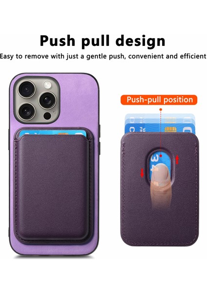 iPhone 15 Pro Için Manyetik Telefon Kılıfı Kart Çantası Pu Deri Kaplamalı Tpu Telefon Kapağı-Mor (Yurt Dışından) indirimleri