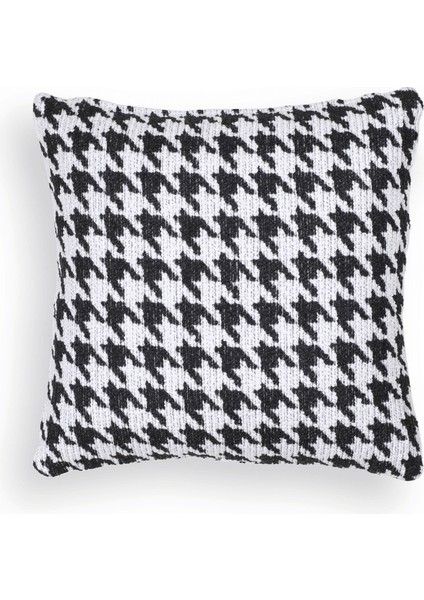 Baby Bukle Kazayağı Desen 45*45 Kırlent Siyah & Beyaz