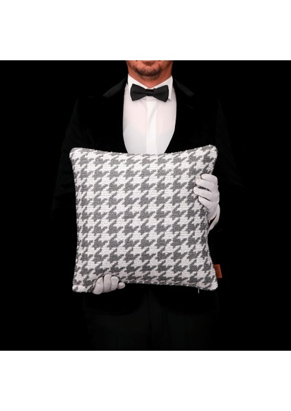 Baby Bukle Kazayağı Desenli 45*45 Kırlent Gri