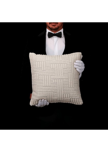 Abby Bukle Etro Desen 45*45 Kırlent Krem