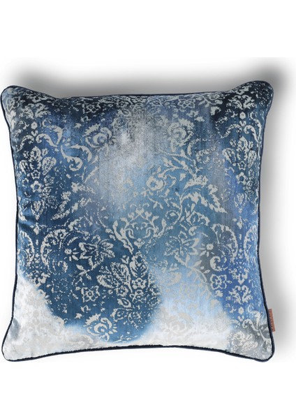 Oliva Damask Renkli Kadife 50*50 Biyeli Kırlent Çok Renkli