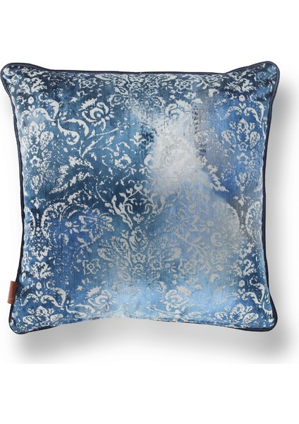 Oliva Damask Renkli Kadife 50*50 Biyeli Kırlent Çok Renkli