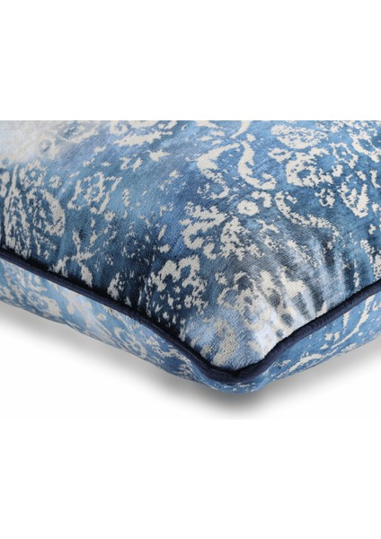 Oliva Damask Renkli Kadife 50*50 Biyeli Kırlent Çok Renkli