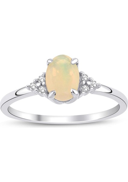 Opal Oval Tektaş Pırlanta Yüzük