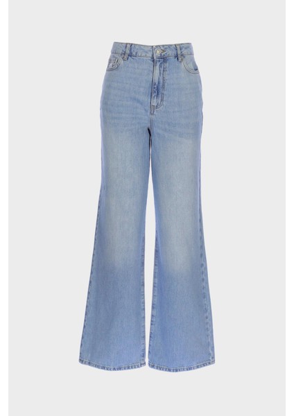 Weslie Açık Mavi Yüksek Bel Patı Fermuarlı Wideleg Jean Pantolon C 4530-227