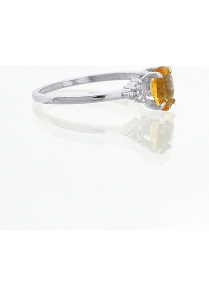 Citrine Oval Tektaş Pırlanta Yüzük