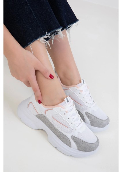 Texa Ortopedik Kadın Spor Ayakkabı Sneakers - Beyaz Pudra