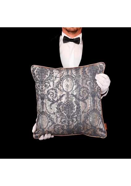 Vicente Vazo Luxury Viskon Şönil 50*50 Biyeli Kırlent Çok Renkli