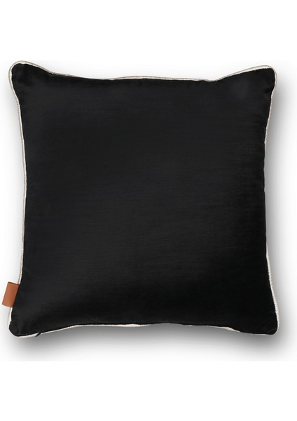 Aspen Flamlı Parlak Dokuma Kadife 50x50 Biyeli Kırlent Siyah