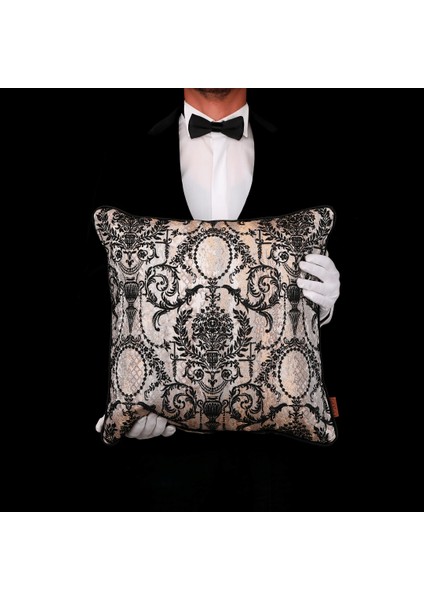 Vicente Vazo Luxury Viskon Şönil 50*50 Biyeli Kırlent Çok Renkli