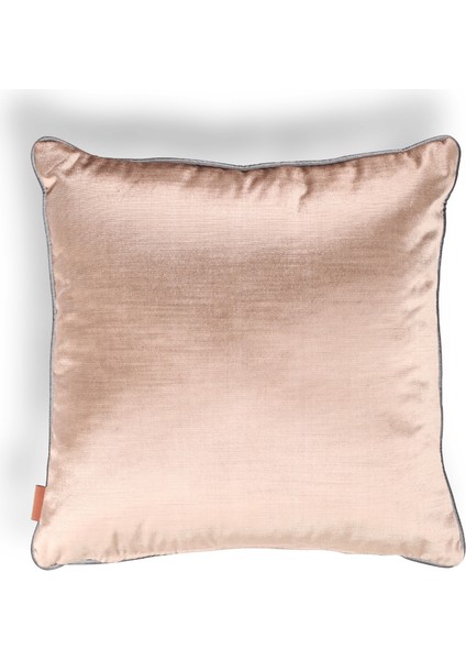 Aspen Flamlı Parlak Dokuma Kadife 50*50 Biyeli Kırlent Platin