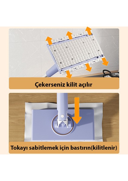 Yüzey Temizlik Havlusu Kullan At Temizlik Bezi İçin Küçük Otomatik Mini Mop – 4 Adet Bez