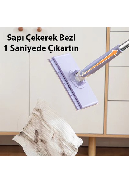 Yüzey Temizlik Havlusu Kullan At Temizlik Bezi İçin Küçük Otomatik Mini Mop – 4 Adet Bez