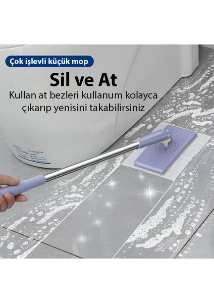 Yüzey Temizlik Havlusu Kullan At Temizlik Bezi İçin Küçük Otomatik Mini Mop – 4 Adet Bez