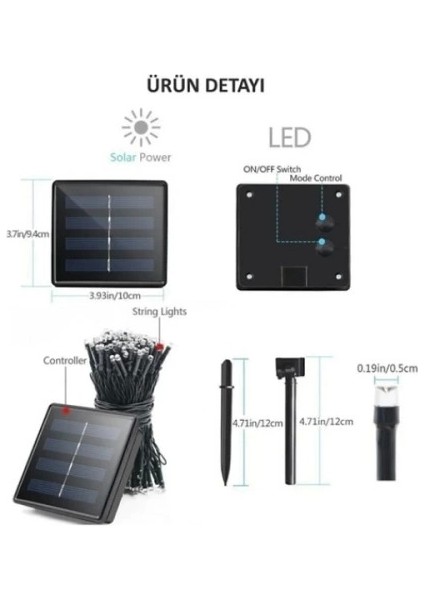 Solar 100 Ledli 12 Metre Bahçe Aydınlatma