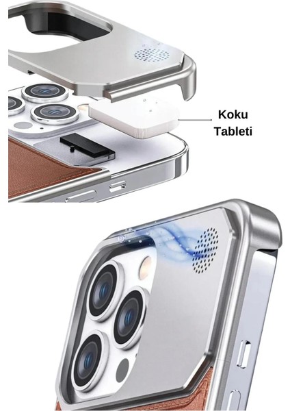 iPhone 16 Pro Max Parfümlü Koku Hazneli Magsafe Uyumlu Deri Kılıf modelleri