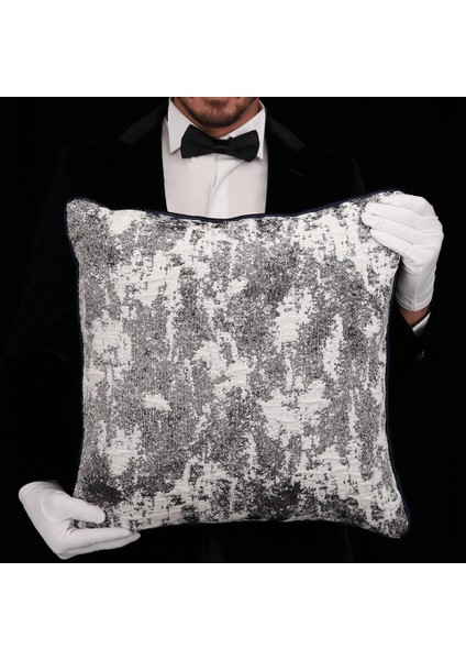 Vicente Luxury Viskon Şönil 50*50 Biyeli Kırlent Çok Renkli