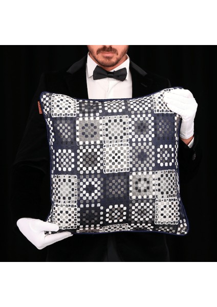 Vicente Benek Luxury Viskon Şönil 50*50 Biyeli Kırlent Çok Renkli